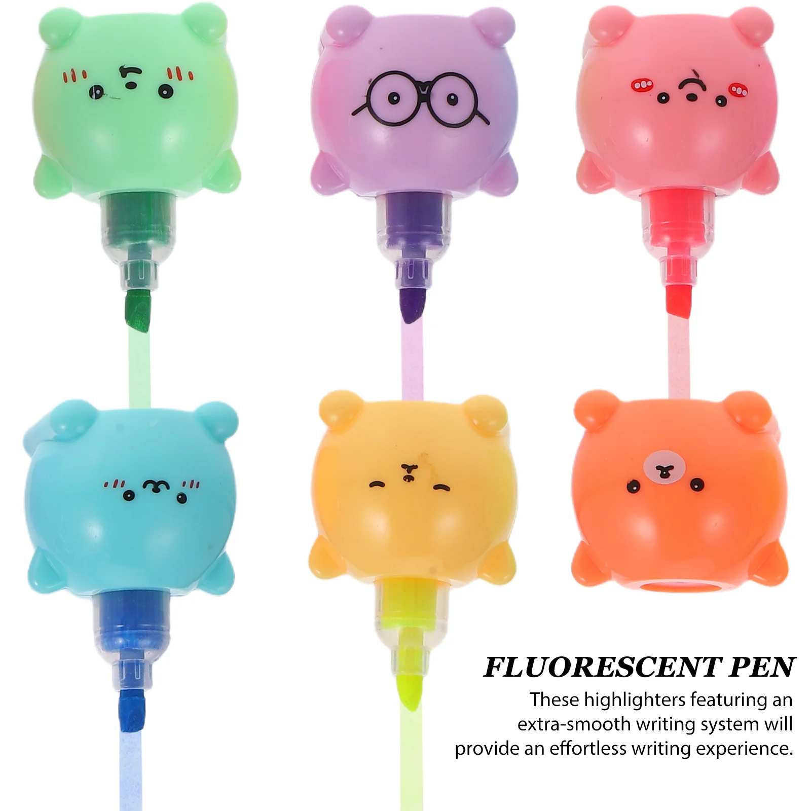 12pçs marcadores em forma de urso, marcadores pastel, canetas fluorescentes empilháveis, fofos, grossos, material escolar de escritório rápido