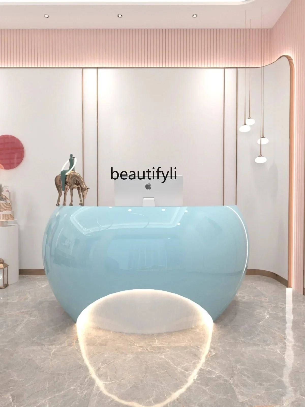 ss newPaint Front Desk Creative round Simple Fashion Company Reception Service Bar Curved Beauty Salon Cashier