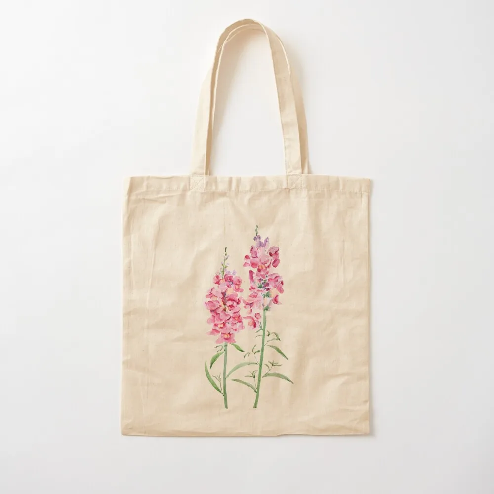 hand painted 2 pink snapdragon flowers watercolor painting Tote Bag bags luxury women bag for beach female bag Canvas Tote