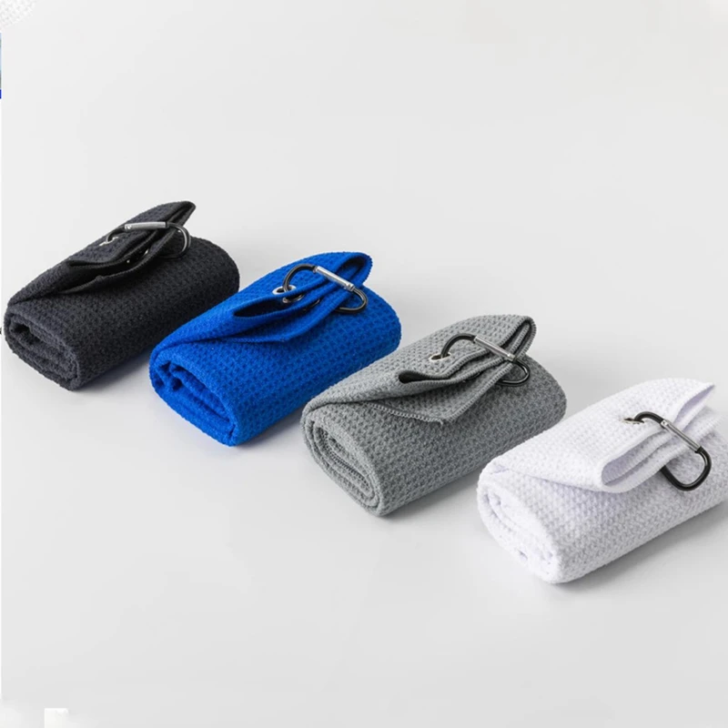 4 Pcs Tri-Fold Golf Towel Sports Towel With Loop Clip Sweat-Absorbent Towel For Hanging On Golf Club Bag(40X60cm)