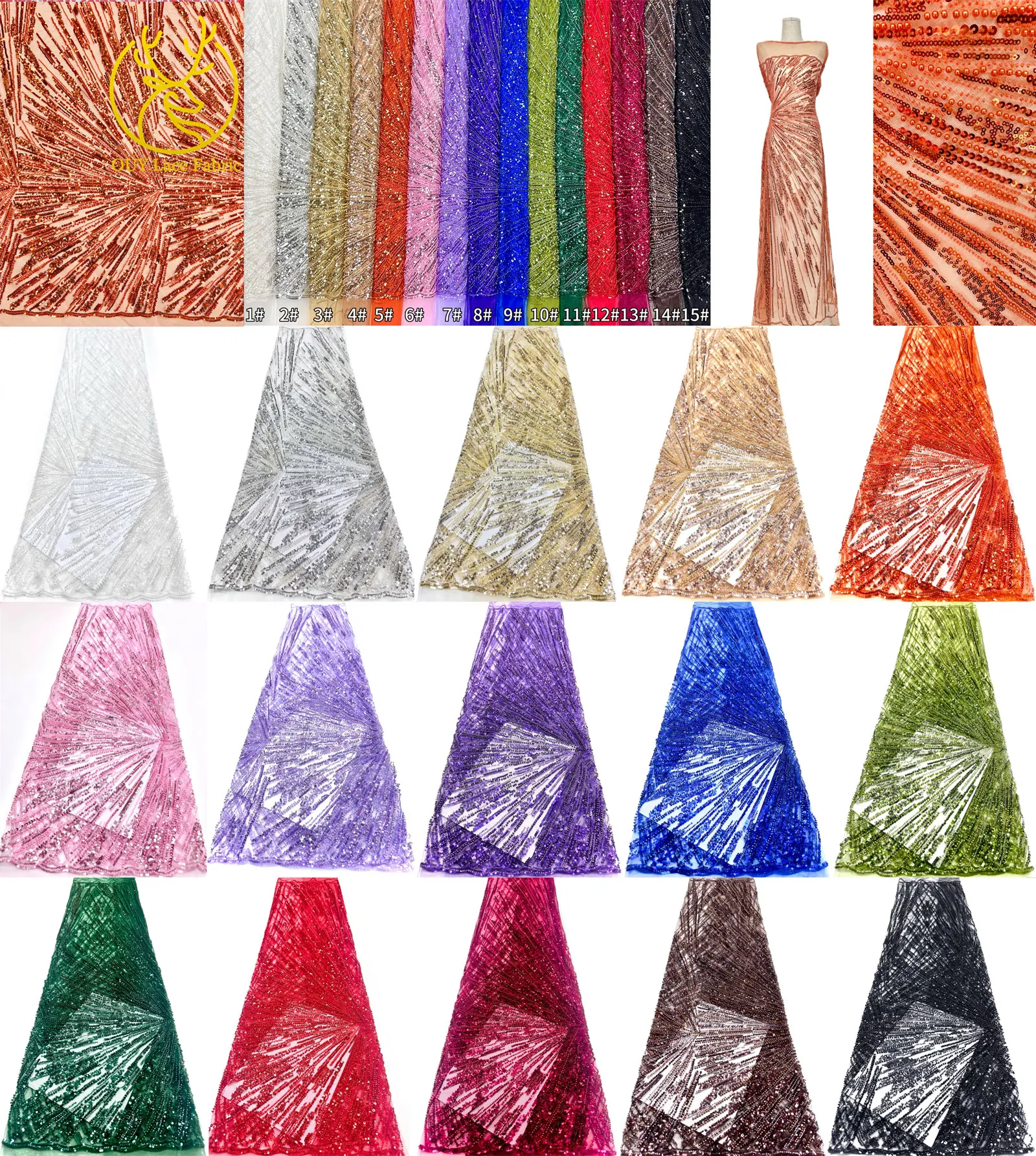 Afrikanischer Perlen-Spitzenstoff 2026 Heißer Verkauf Nigeria Französischer Tüll-Pailletten-Spitzenstoff für Party-Abendkleid-Nähmaterial 5 Yards – Detail 3