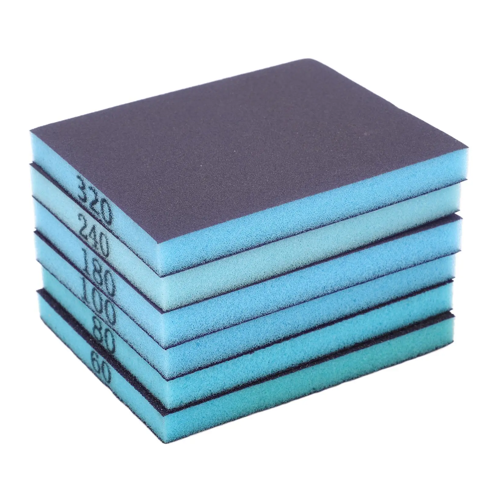 

6PCS Double-Sided Sanding Sponge Set 60-320 Grits for Rust Removal & for furniture Polishing - Durable & Wear Resistant
