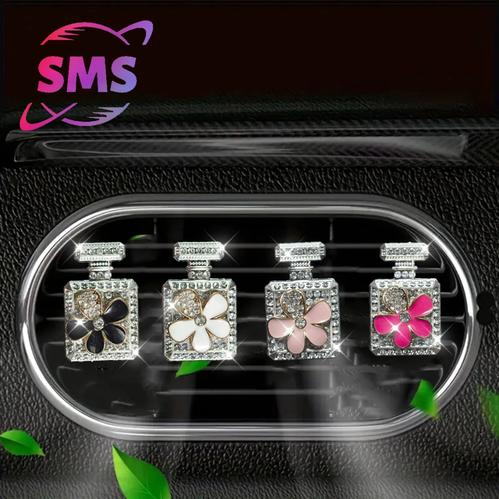 مشبك رائحة لمنفذ هواء السيارة، شكل زجاجة عطر مرصعة بالألماس، مشبك نشر العطر لسيارات BMW، Mercedes-Benz، Toyota، Tesla