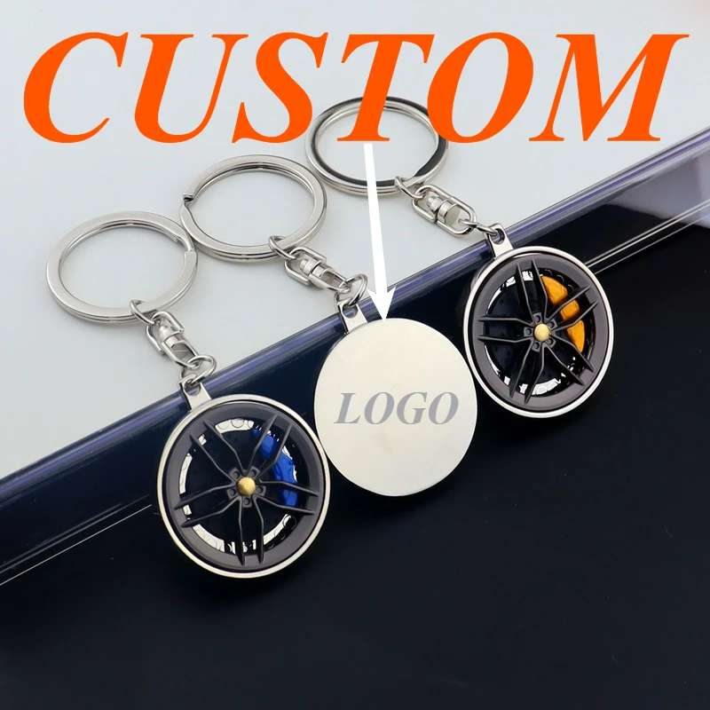 

1pc Custom Keychain Personalized Circular Metal Wheel Hub Brake Disc Customized Key Ring Car Accessories Gift Wholesale