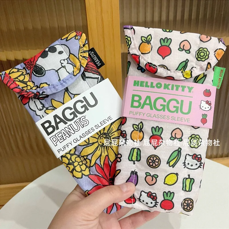 

New Cartoon Fruit Series Hellokittys Puppy Printed Glasses Storage Bag Portable Sunglasses Magnetic Buckle Protective Cover Gift