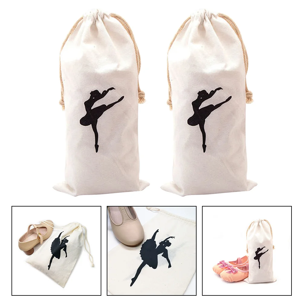 

2 Pcs Canvas Ballet Bag Drawstring Pointe Shoe ganizer Multi functional Travel Accessory Dance Bag for Girls Yoga Mat Carrier