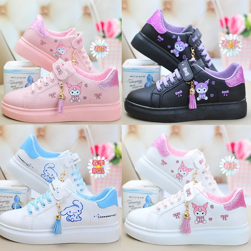 Sanrioed My Melody zapatos de red antideslizantes para niñas, zapatos de tablero de dibujos animados, zapatos deportivos Kuromi, zapatillas ligeras transpirables, lindas