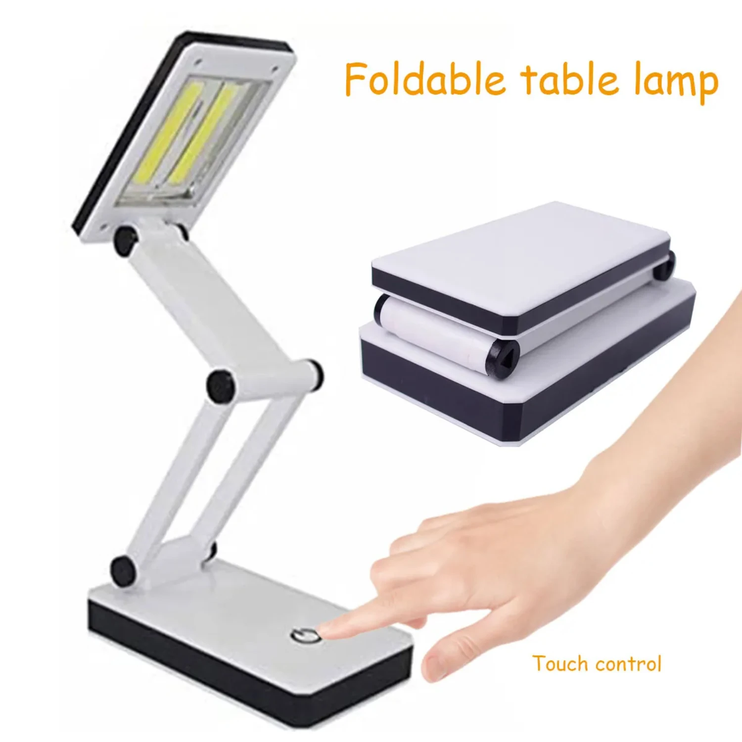 Lámpara de escritorio plegable para lectura, luz compacta de mesa COB de 120 lúmenes, alimentada por USB/batería, atenuación para el cuidado de los ojos, para libros, novedad