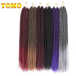 TOMO Senegalese Twist Braiding Hair Extensions 14 18 22 Inch Ombre Color Synthetic Handmade Crochet Braids Brown Black 30 Roots