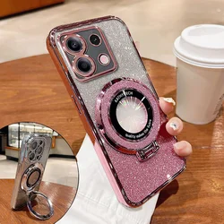 Luxe Glitter Plating Met Houder Case Voor Xiaomi Poco X6 F6 M 6 M 5S Redmi Note 13 13Proplus 12c 12S 11S 10c 13c 9S Stand Cover