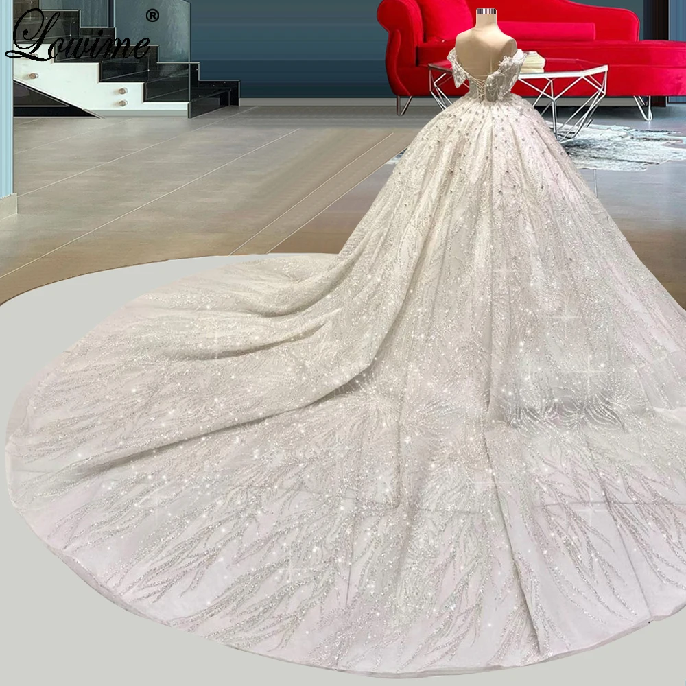 Cristalli di lusso abiti da sposa cappella a-line Off spalla abiti da sposa in gravidanza per le donne abiti da sposa principessa personalizza