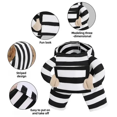 Halloween Dog Funny Costumes, Prison-Style Halloween Dog Outfits, Daily Dog Outfits