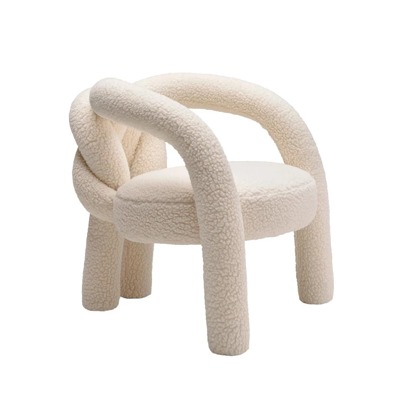 

Villa bedroom dressing chair with single living room reception Italian high-end creative rope designer lamb wool sofa chair