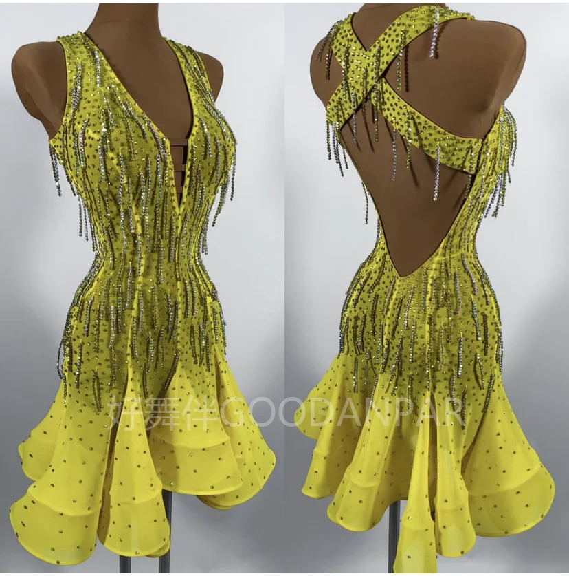 Latin dress lady latin dance dress women competitionlatin dress girls dress latin costume rhinestones