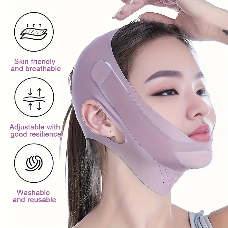 Double Chin Face Contour Lifting Tool Elastic Breathable Face Strap Adjustable Straps Jawline Definition Neck Wrinkle Reduction