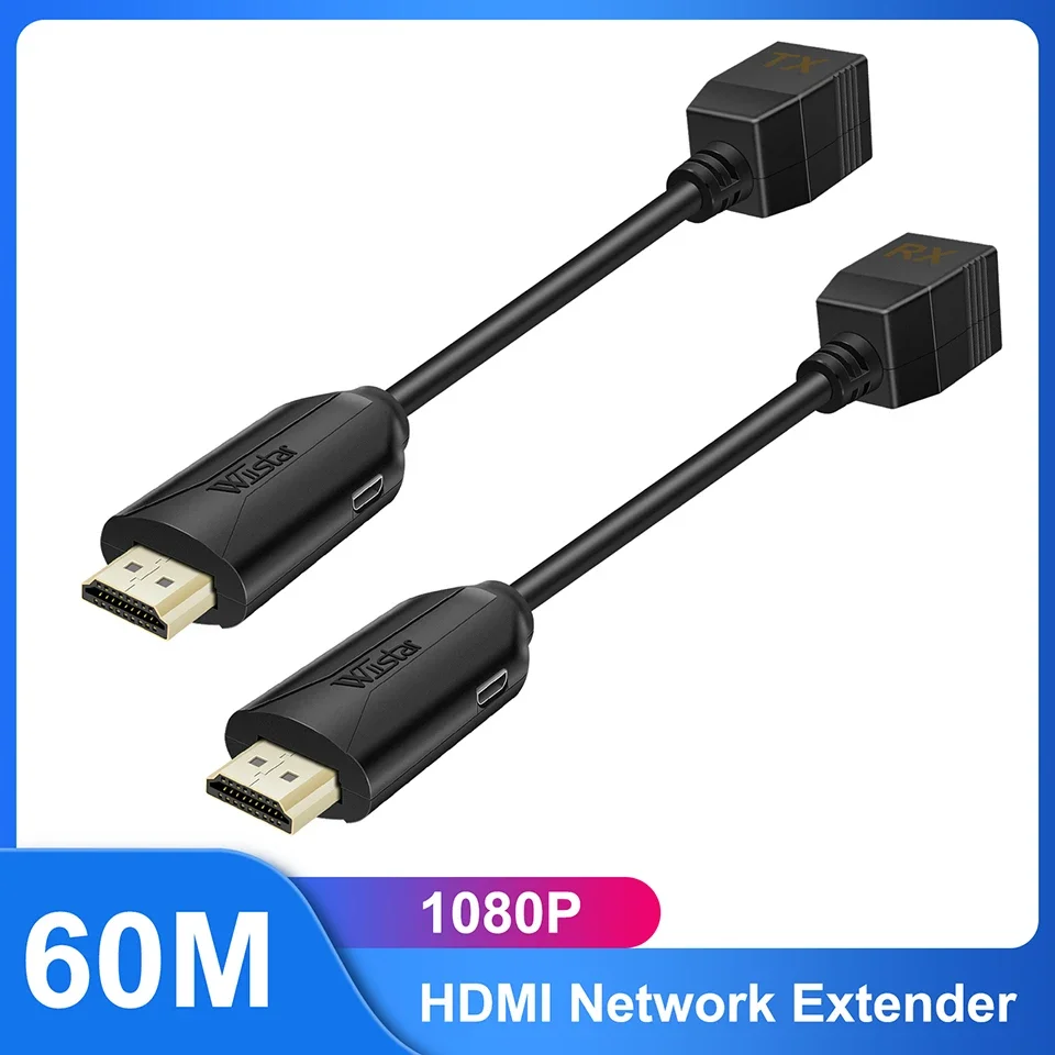 HDMI Extender RJ45 Ekstensi 1 Pasang Hingga 50M 60M Lebih dari CAT5e/6 Kabel Jaringan Ethernet LAN untuk HDTV HDPC DVD STB