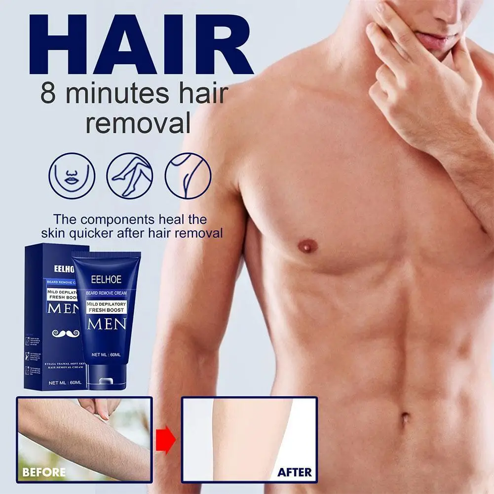 Men Hair Removal Cream Remove Facial Beard Armpits Chest Intimate Area Legs Shaving Painless Non Irritating Deep Cleaning Lotion