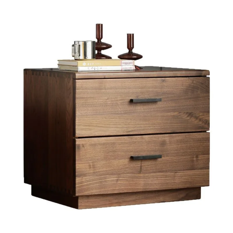 

Customizable Nordic all-solid wood bedside table, North American black walnut bedside table, log Japanese simple storage cabinet
