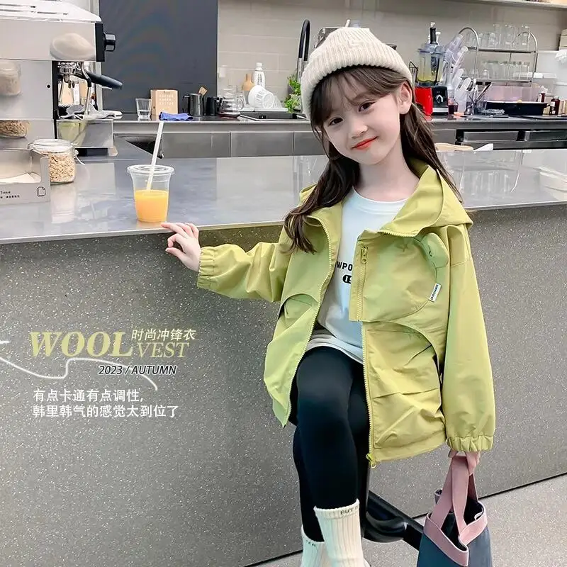 

Kawaii модные уличные куртки для девочек, студенческая осенняя повседневная куртка с воротником-стойкой и рисунком, спортивная куртка, топы, детская одежда