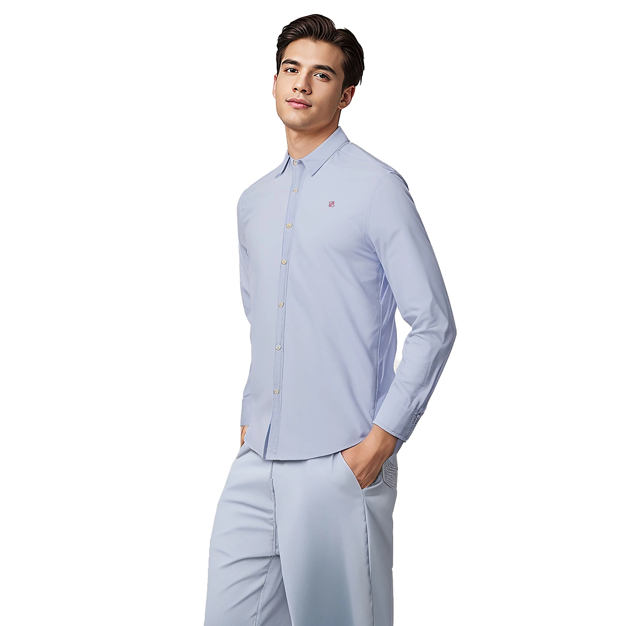 CHCH Men Shirt 100% Cotton Shirt Men Solid Color Long Sleeve High Quality Brand Shirt for Men Casual Men\'s Shirts