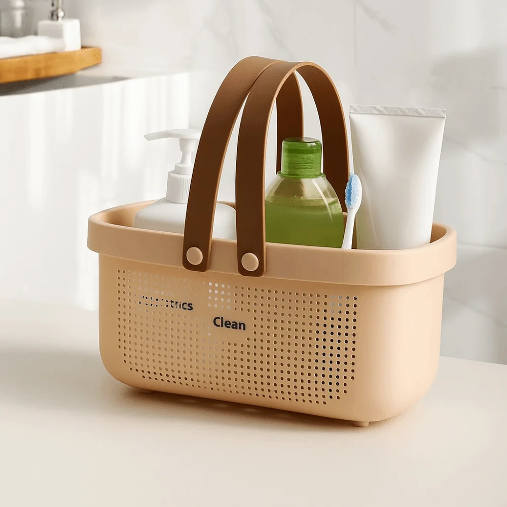 Neceser de baño multifuncional, cesta de almacenamiento de ducha hueca de gran capacidad, bolsa de lavado, bolsa de mano creativa para Picnic, piscina