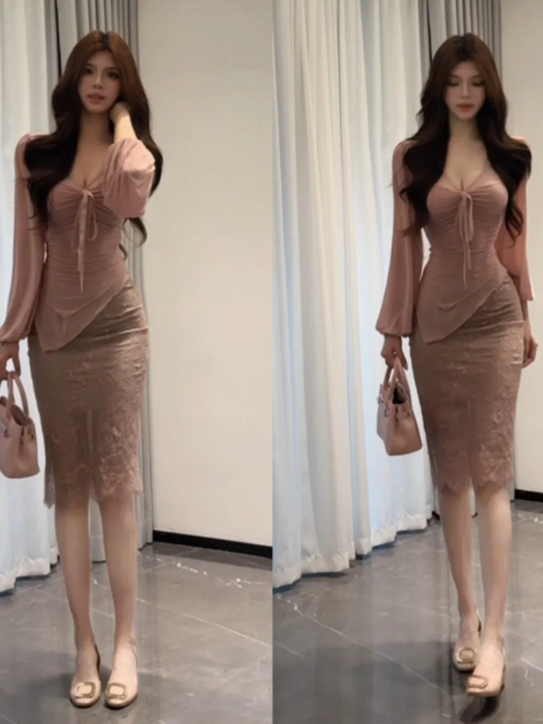 

V-Neck T-Shirt And Short Skirt Two-Piece Set Retro Style Comfortable Breathable Summer Outfit for Young Women