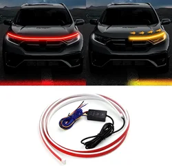 LED Car Daytime Running Light Strip Start Scan Yellow Turn Signal Indicator Headlight Car Hood Decorative Light Universal 12V