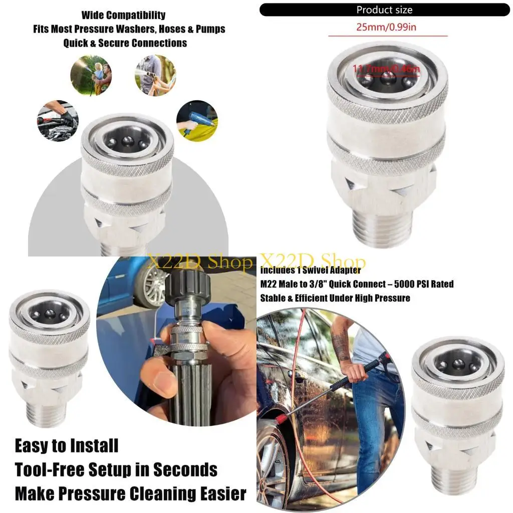 X22D Anti Kinks 360 Degrees Swivels Adapter For Pressure Washers Quickly Connects