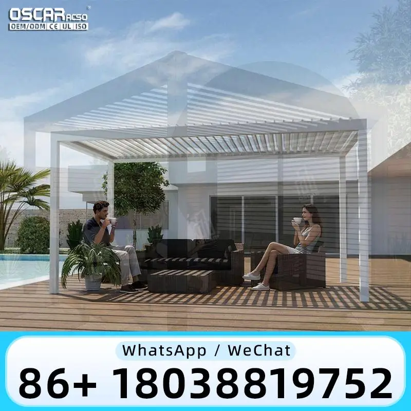 Adjustable Aluminum Louvered Roof with Dimmable RGB Lighting Modern Patio Solution for Backyard Balcony pergola