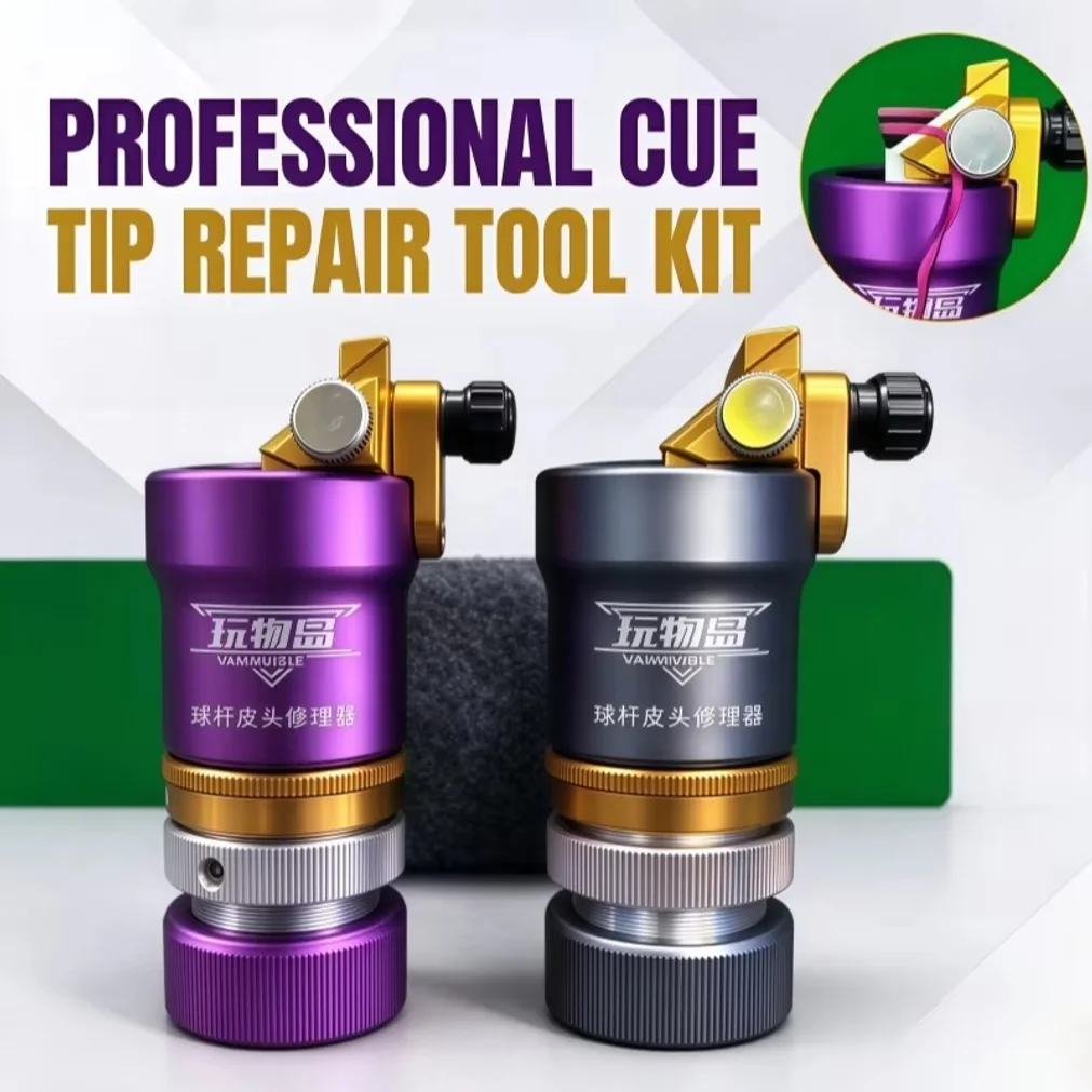 VANWUISLE Metal Pool Cue Tip Dresser Calibrator Repair Tool Alloy Leather Ball Head Repair Kit Billiard Club Accessories
