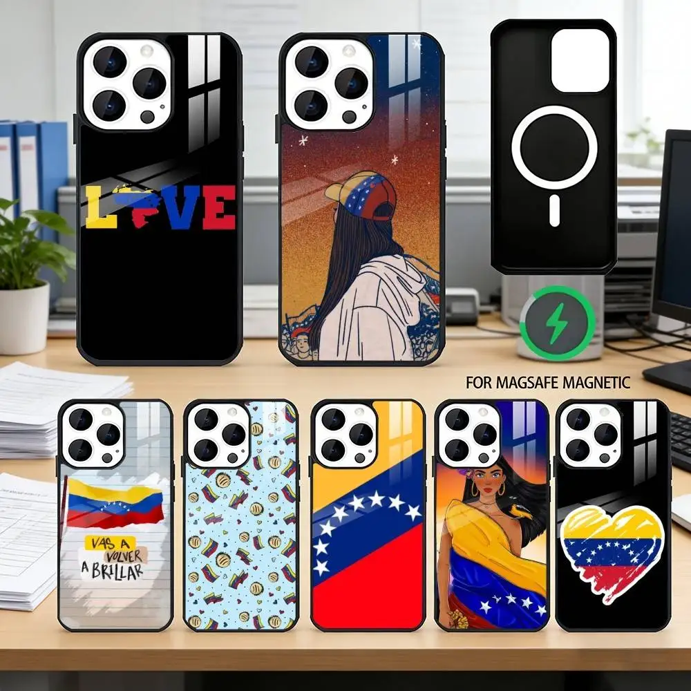 

Venezuela esthetic Art FLAG Phone Case For iPhone17,16,15,14,13,12,11 Plus,Pro Magnetic For Magsafe Wireless Charging