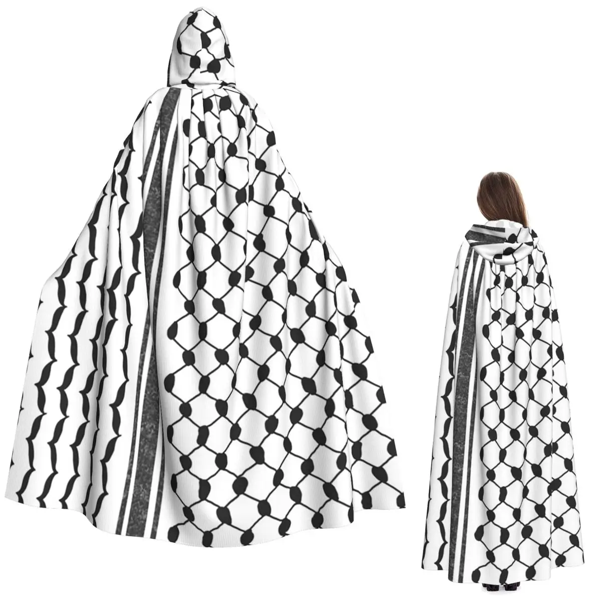 

Hattah (Keffiyeh) Long Hooded Cloak Witch Medieval Costume Cosplay Cape HalloweenVampire Adult Unisex