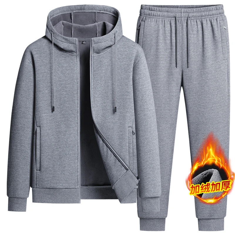 سترة بغطاء للرأس للخريف والشتاء مع الصوف ومجموعة سميكة من قطعتين رياضية وعصرية من القطن الخالص #4