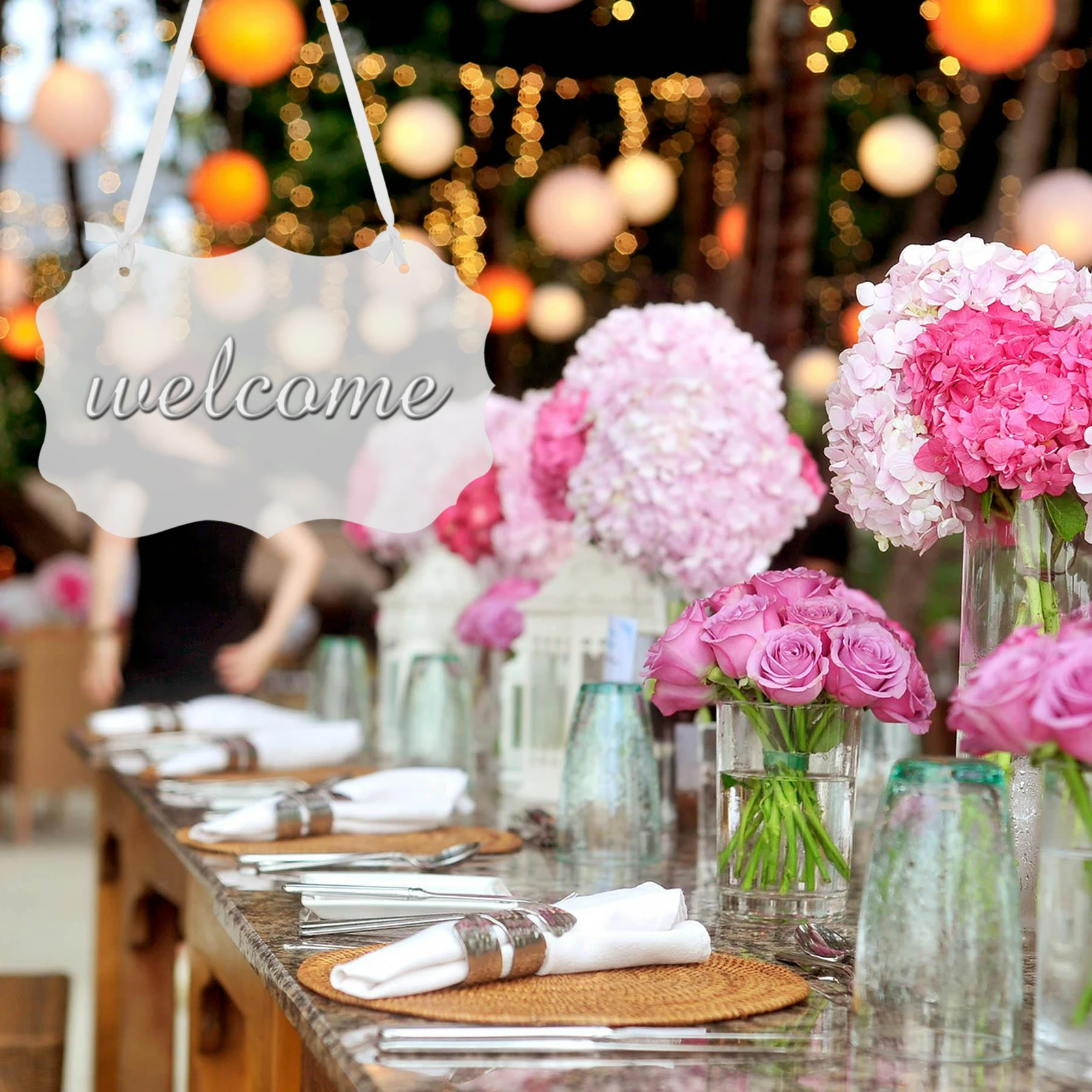 

3 Pcs Acrylic Blank Sign Reserved Signs Diy Hanging Products Double Sided Seating Chair with Ribbon Handing