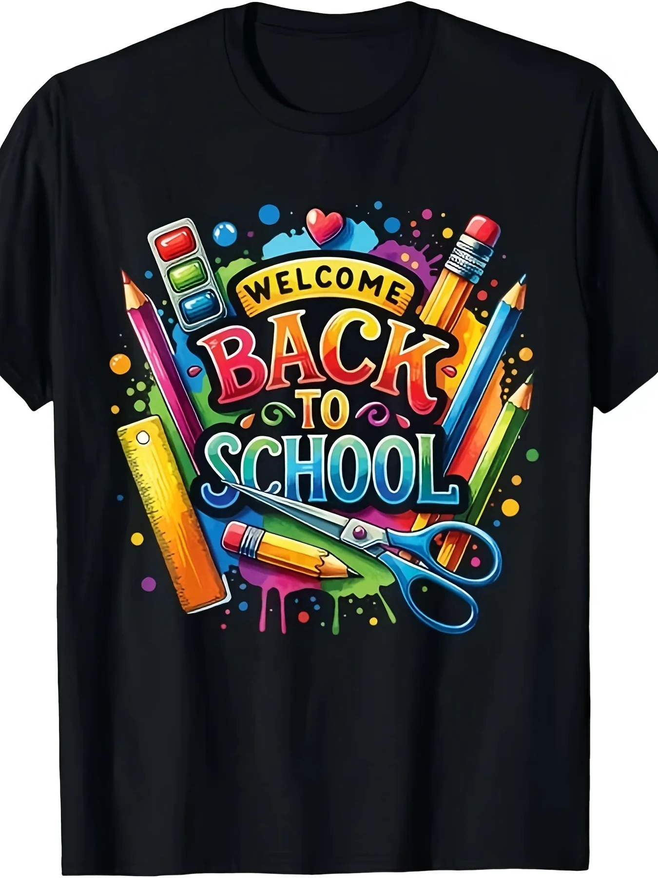 Welcome Back to School First Day of School Teachers T-Shirt Lightweight Breathable Crew Neck Suitable for All Seasons Casual And Outdoor Wear  Casual Comfortable Loose Fitting Versatile T-Shirt