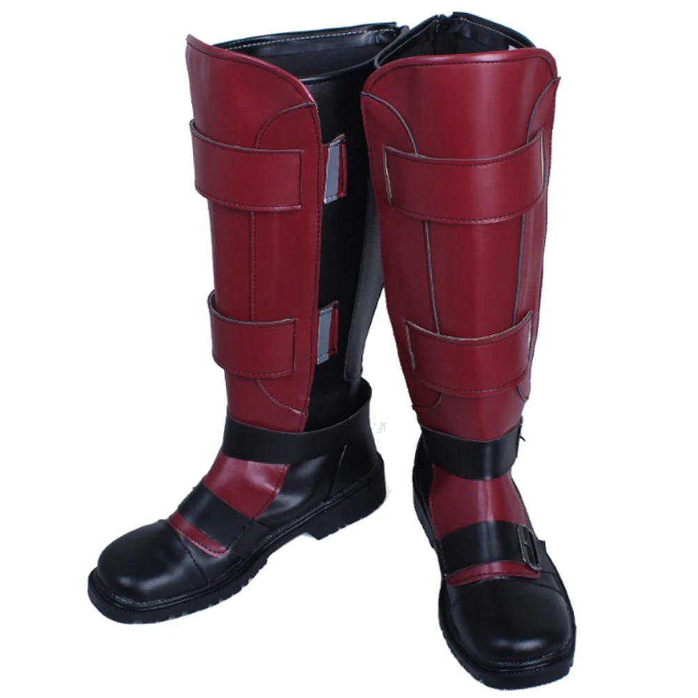 zapatos-de-fantasia-para-cosplay-de-deadpool-rojo-y-negro-botas-largas-accesorios-de-disfraz-de-supervillano-calzado-de-fantasia-para-juego-de-roles-accesorio-para-halloween