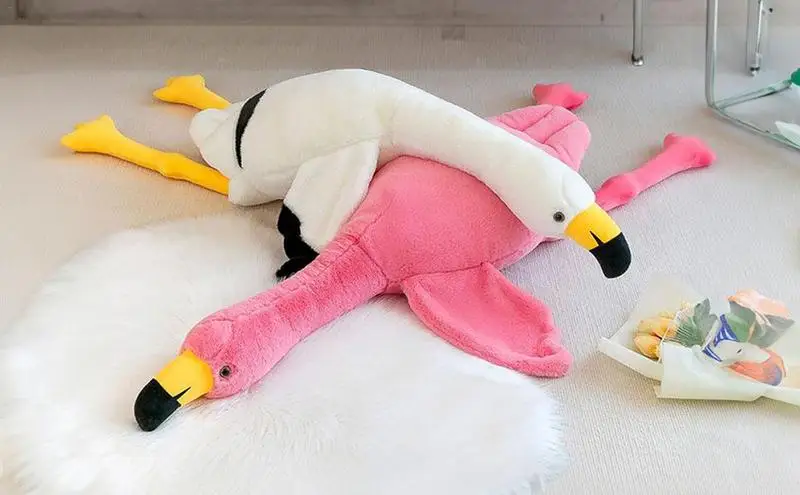 Boneca De Pelúcia Flamingo De Grande Tamanho, Travesseiro De Sono Fofo, Peluches Recheados Confortáveis L, Almofadas De Chão Para Casa