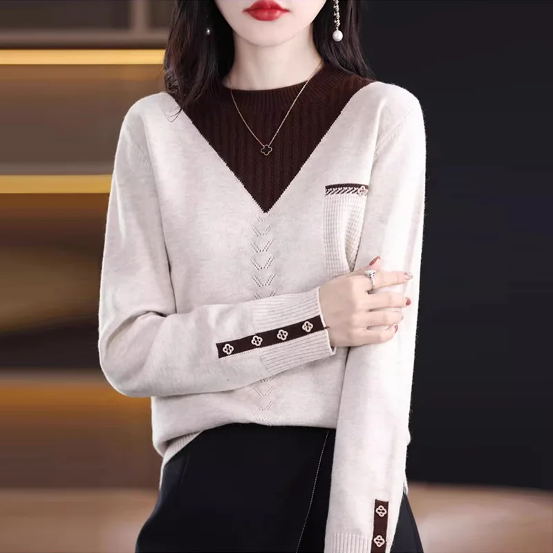 女性用 Y2K ニットセット ツーピース 長袖 ルーズフィット 若見え ベースレイヤー セーター 秋冬