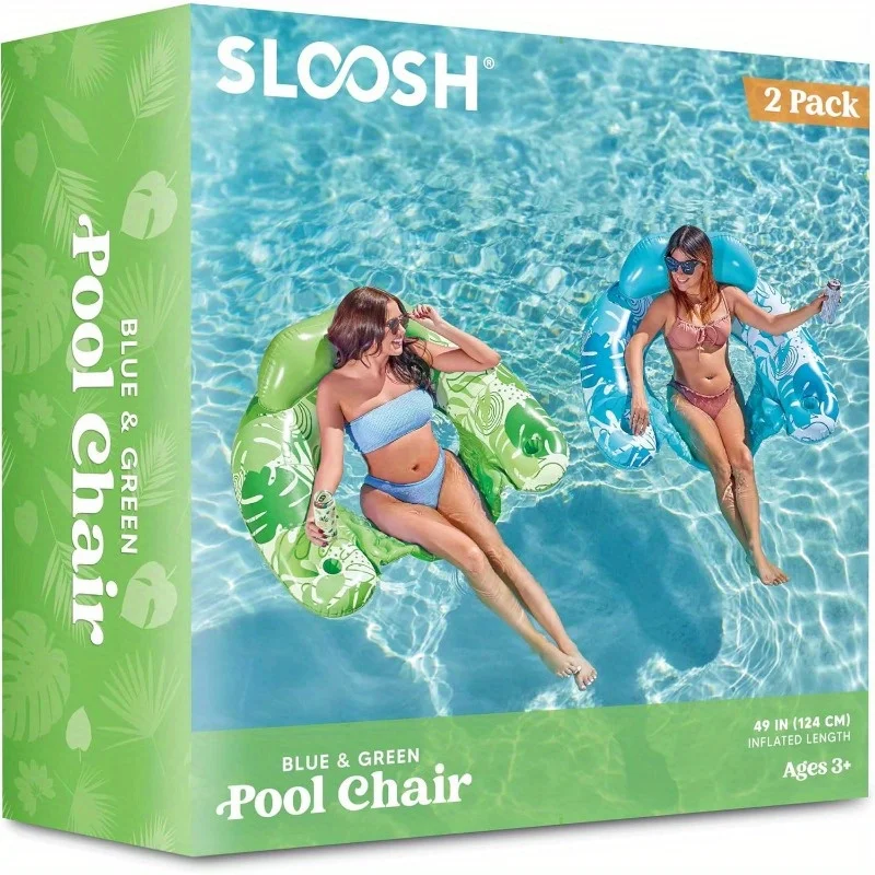 เก้าอี้ลอยน้ำ JOYFY แพ็ค 2 ตัว พร้อมที่วางแก้ว แบบเปลญวน สำหรับพักผ่อนสนุกสนานในน้ำช่วงฤดูร้อน