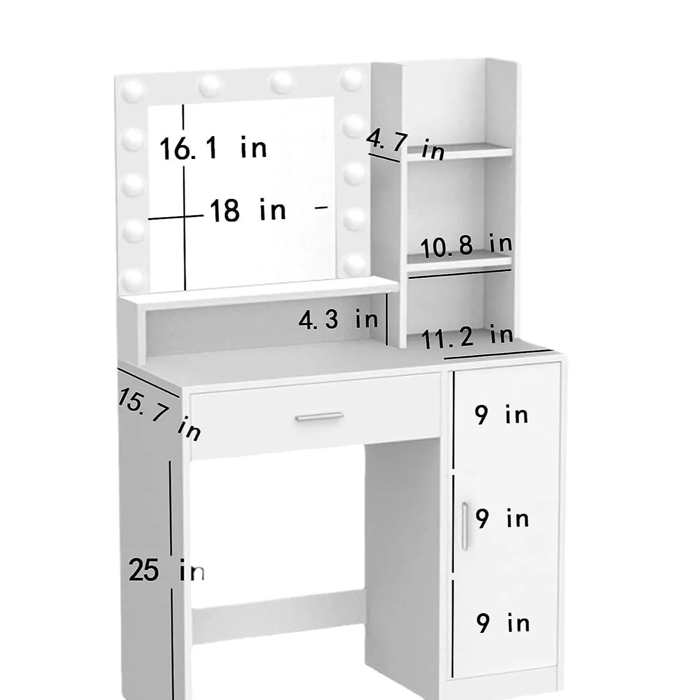 

Customized simple modern bedroom small apartment makeup table dresser with lamp mirror stool E1 board type large storage