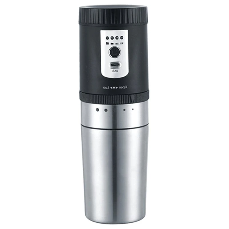 Portable Coffee Maker With Grinder Rechargeable Electric Cordless USB Travel Espresso Machine Stainless Camping A