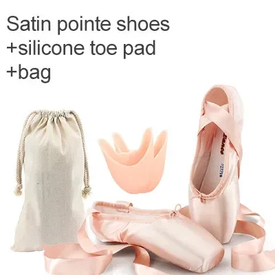 Girls Ballerina Ballet Pointe Shoes Pink Red Women Satin Canvas Ballet Shoes For Dancing