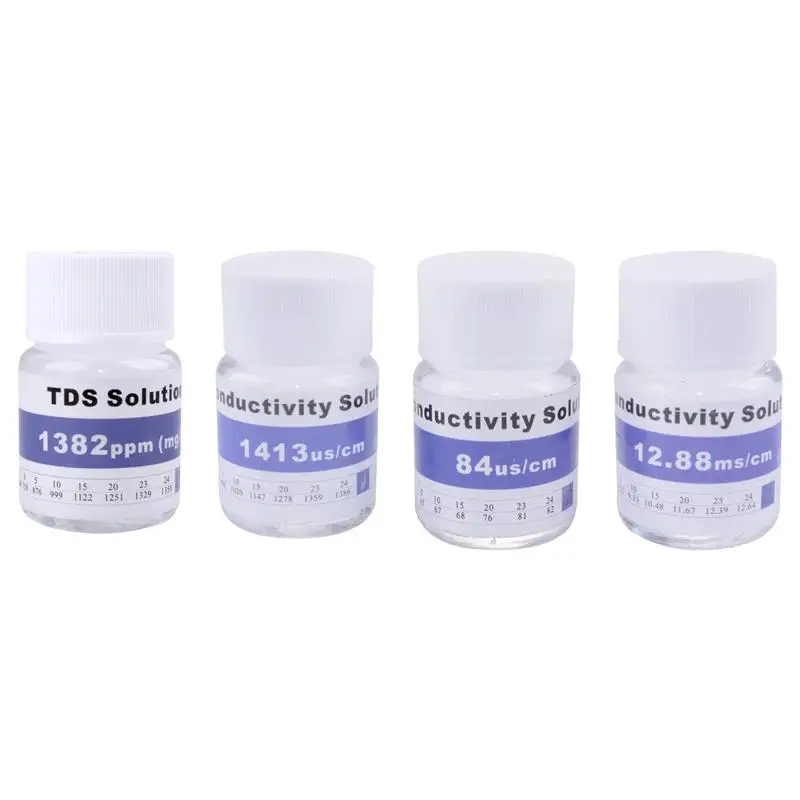 Solução de Calibração Tds para ec Tds Tester Tampão Líquido 25ml 84us cm 1413us cm 12.88 ms cm 35ppt 1382ppm