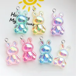 10Pcs Fashion Colorful Rabbit Resin Charms DIY Necklace Bag Jewelry Making Pendant Phone Case Keychain Decor Hanging Accessories
