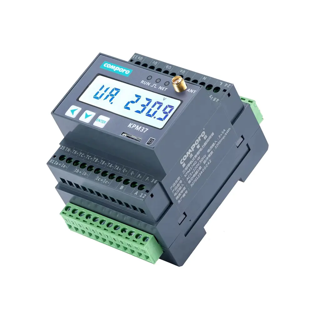 عداد DIN Rail الذكي مع توصيل 4G ومستشعر تيار لتحليل الطاقة 100A
