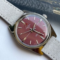 Merkur Watch Wine Red Dial Watch Metal Vintage Casual Dress Watches Handwind Mechanical Watch for Men Relogio Masculino 38mm