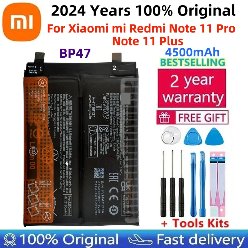 2024 Years 100% Orginal BP47 4500mAh Battery For Xiaomi Mi Redmi Note 11 Pro Note11+ Note 11 Plus Phone Replacement Batteries