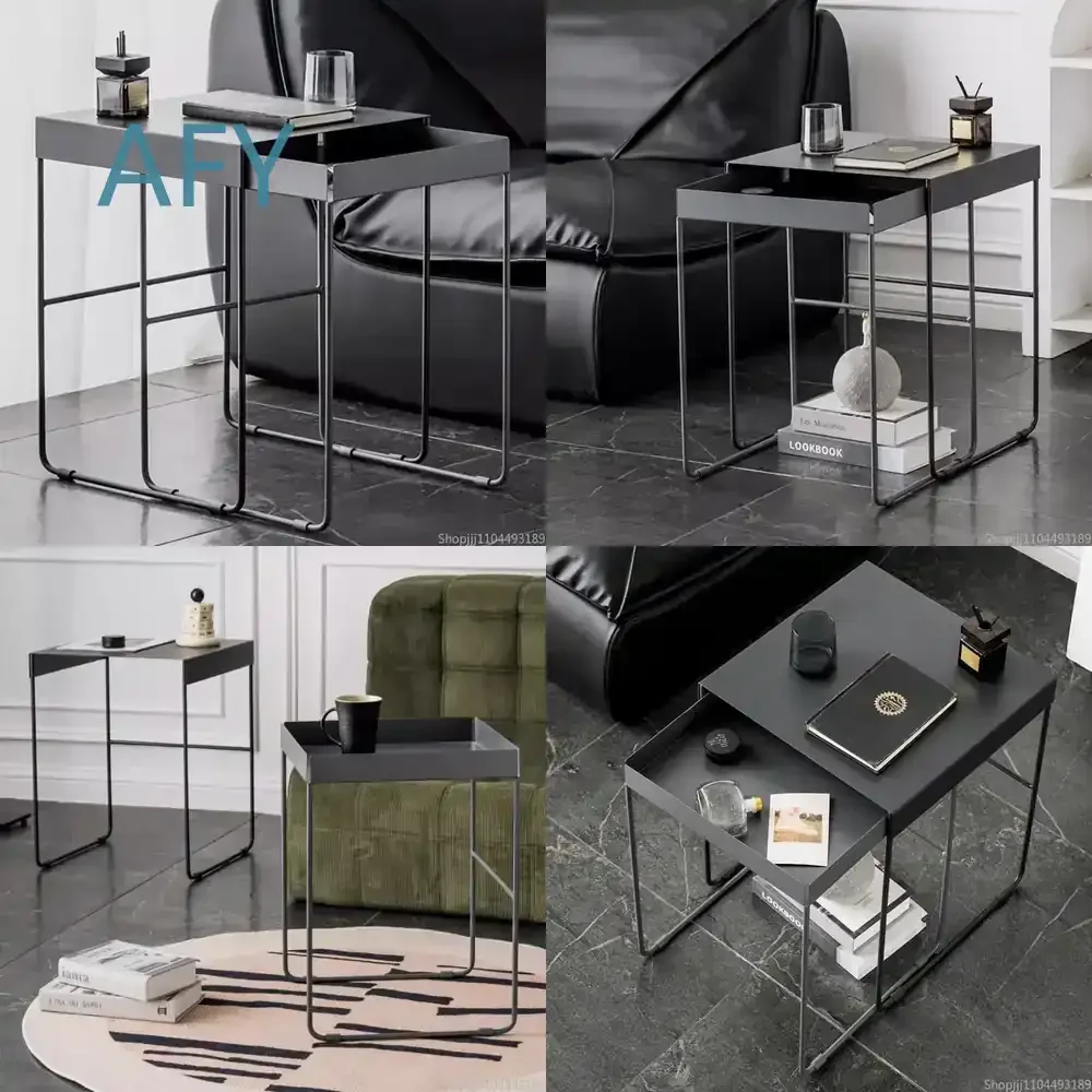 Nordic Industrial Style Iron Art Coffee Table for Living Room Sofa Side Table for Bedroom Bedside Table Multi Functional