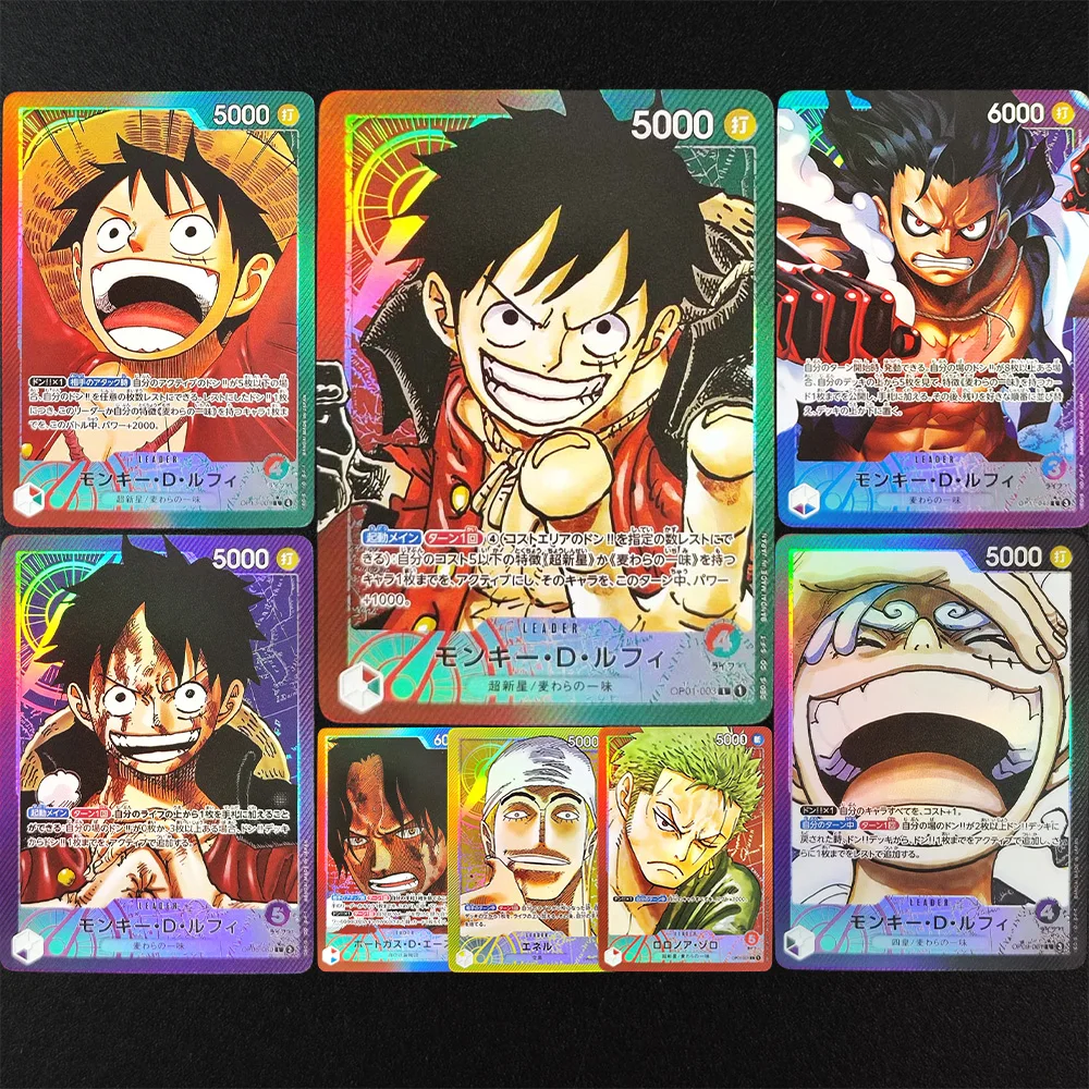 One Piece OPCG DIY japonés Luffy Ace Law Chopper Enel Marco Sanji Roger Crocodile King Zoro Smoker Sabo Anime Flash Card Toy