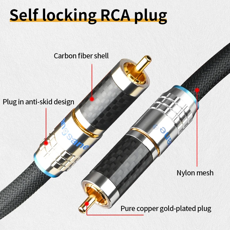 HiFi Subwoofer RCA Digital Coaxial Cable 75Ohm Silver Plated Single Crystal Copper Audio Line for Decoder Amplifier SPDIF TV HD